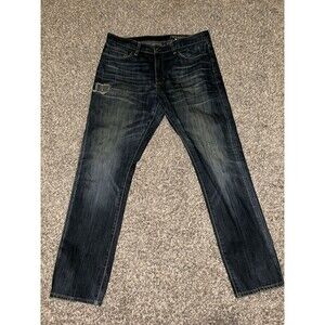 Gap Men's 1969 distressed Premium straight fit Jeans Size 34X32 Dark Rinse